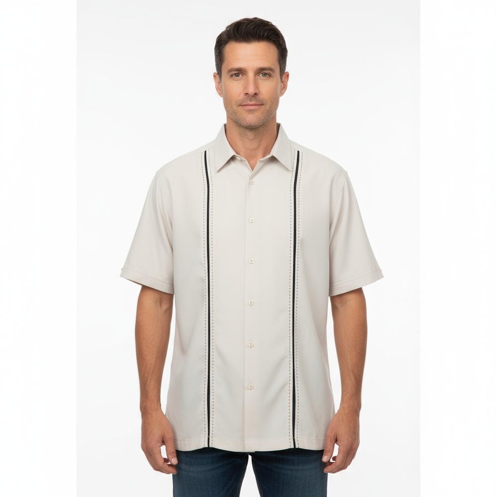Havanera Light Beige Guayabera Cuban Style Button Down Casual Shirt Mens XL